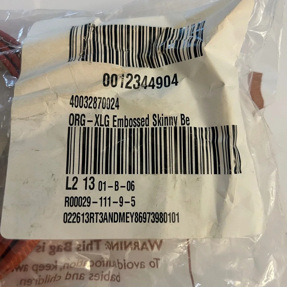 Coldwater Creek Burnt Orange Embossed Skinny Belt XL Misses 18 NEW